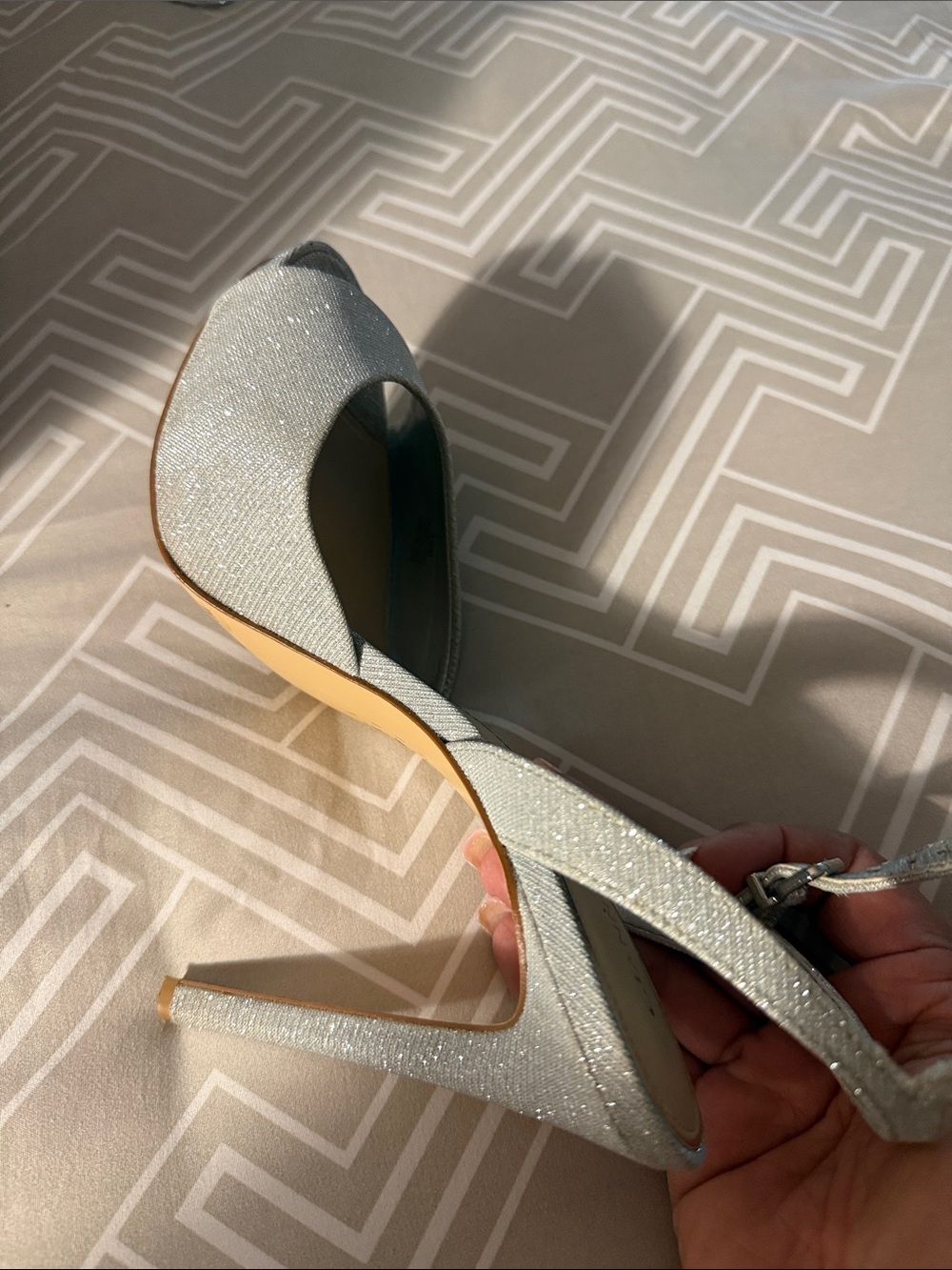 Gianni Bini Silver Glitter Open-Toe Stiletto Sandals